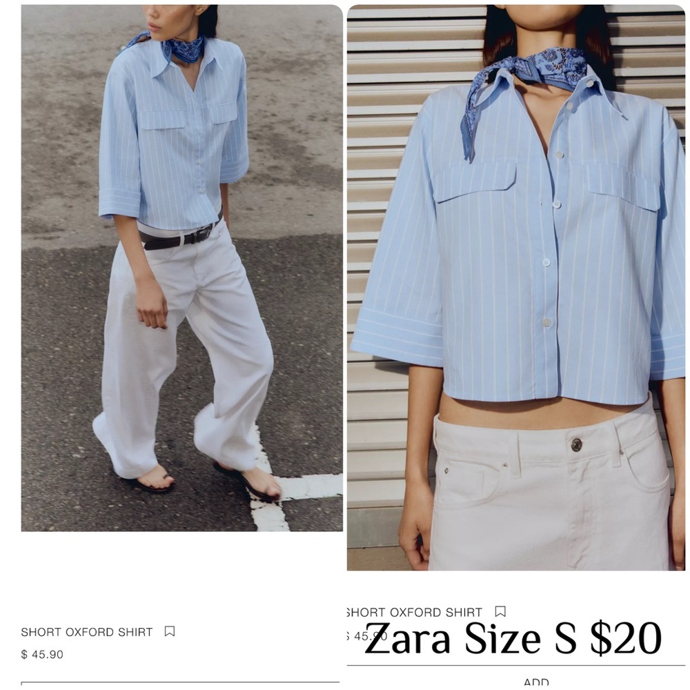 Zara Light Blue Striped Shirt